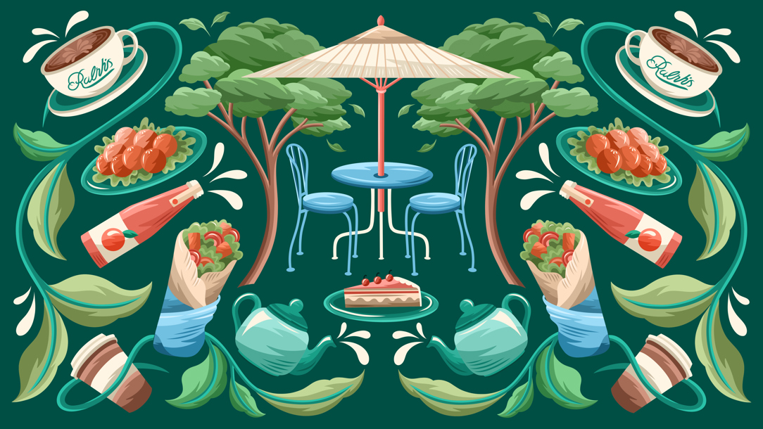 An illustration showing food and drink.