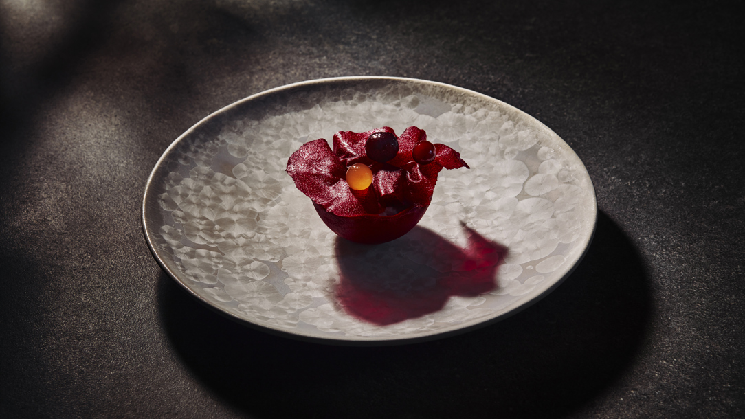 An iced beetroot dish from CODA restaurant.