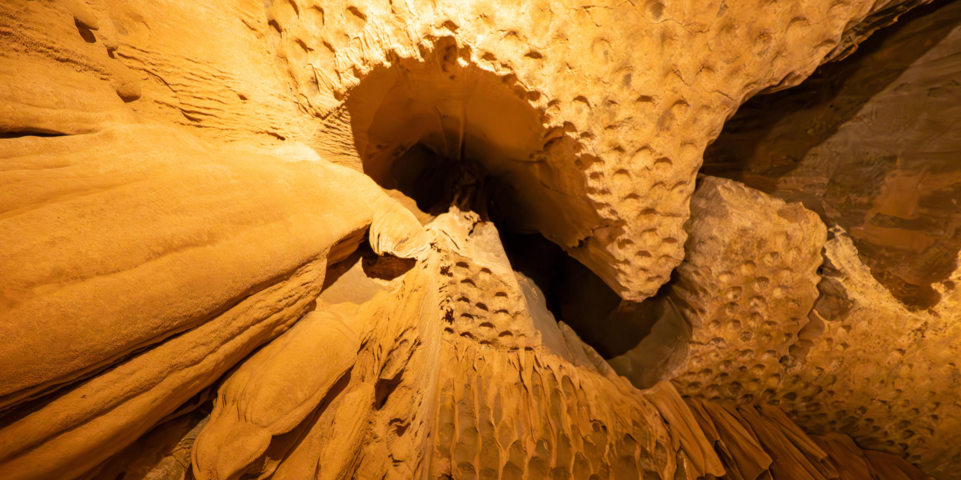 Rock formations in the Al Hoota caves.