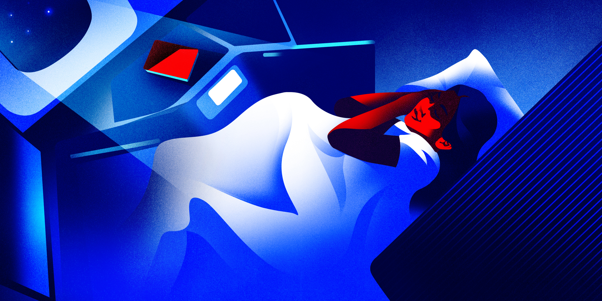 An illustration of a passenger sleeping on a British Airways plane.