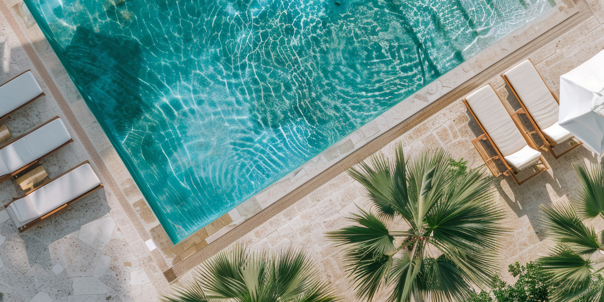 Overhead view of a luxurious swimming pool.