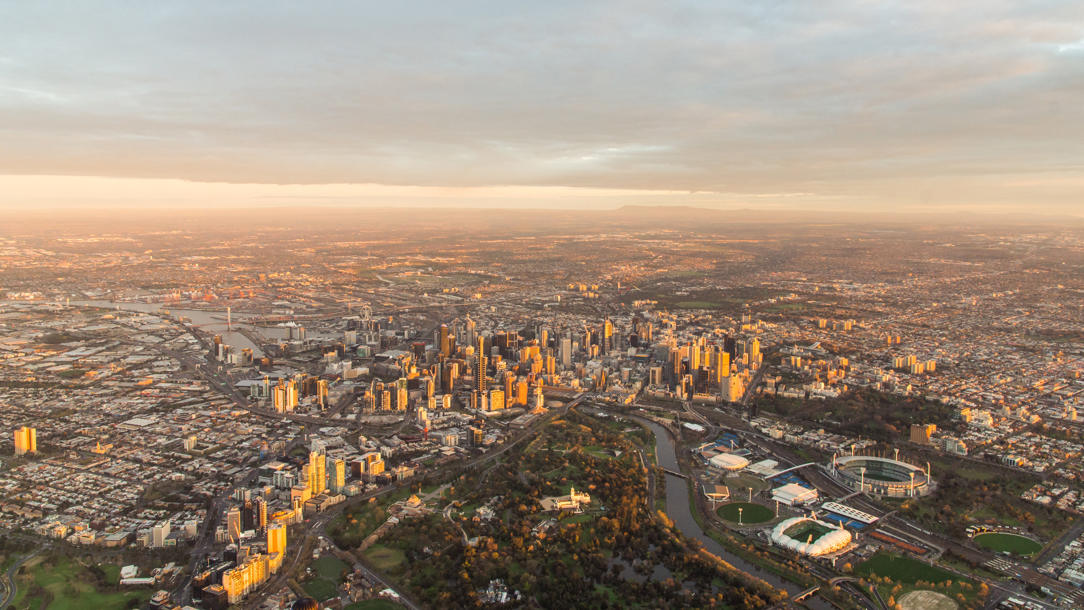 An aerial view of Melbourne.