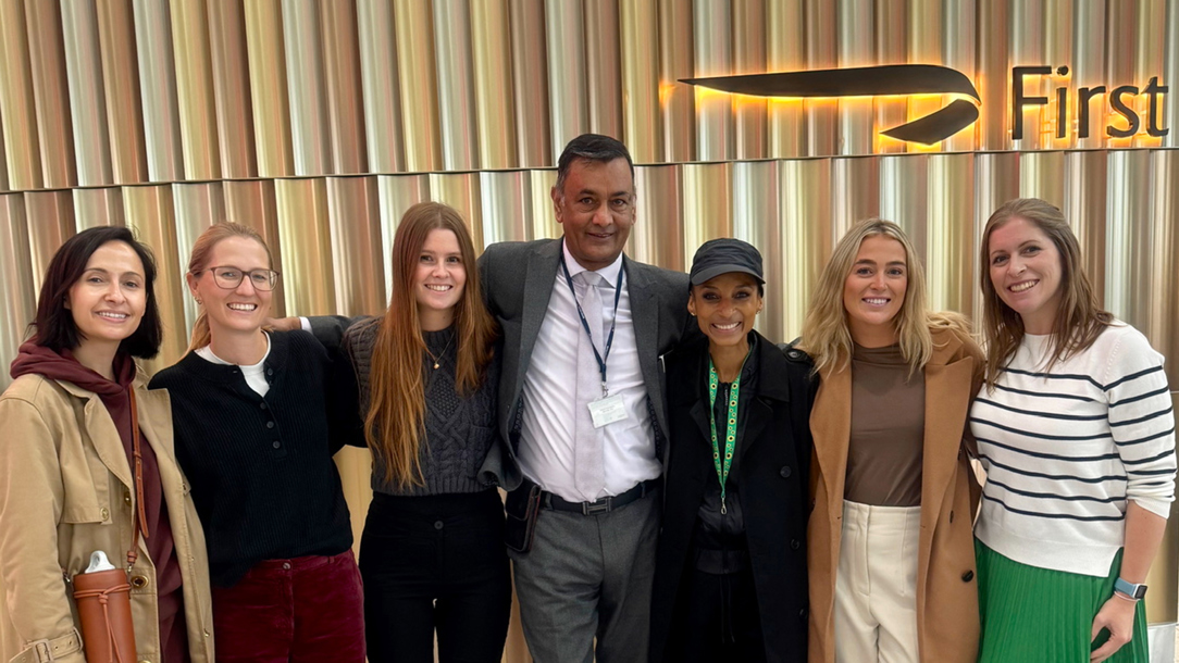 Contributor Adele Roberts with British Airways staff