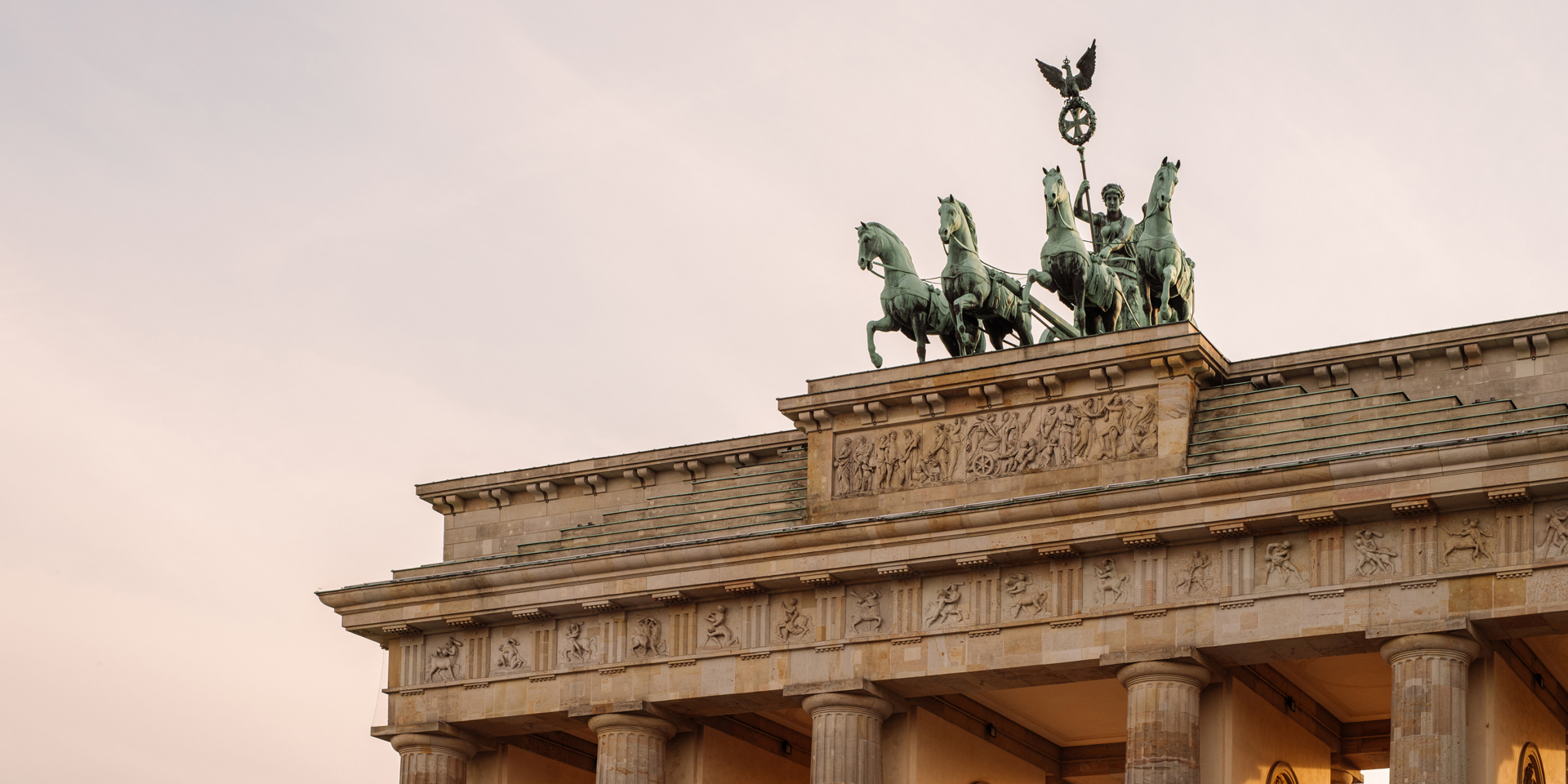 A close up of the Brandenburg Gate.