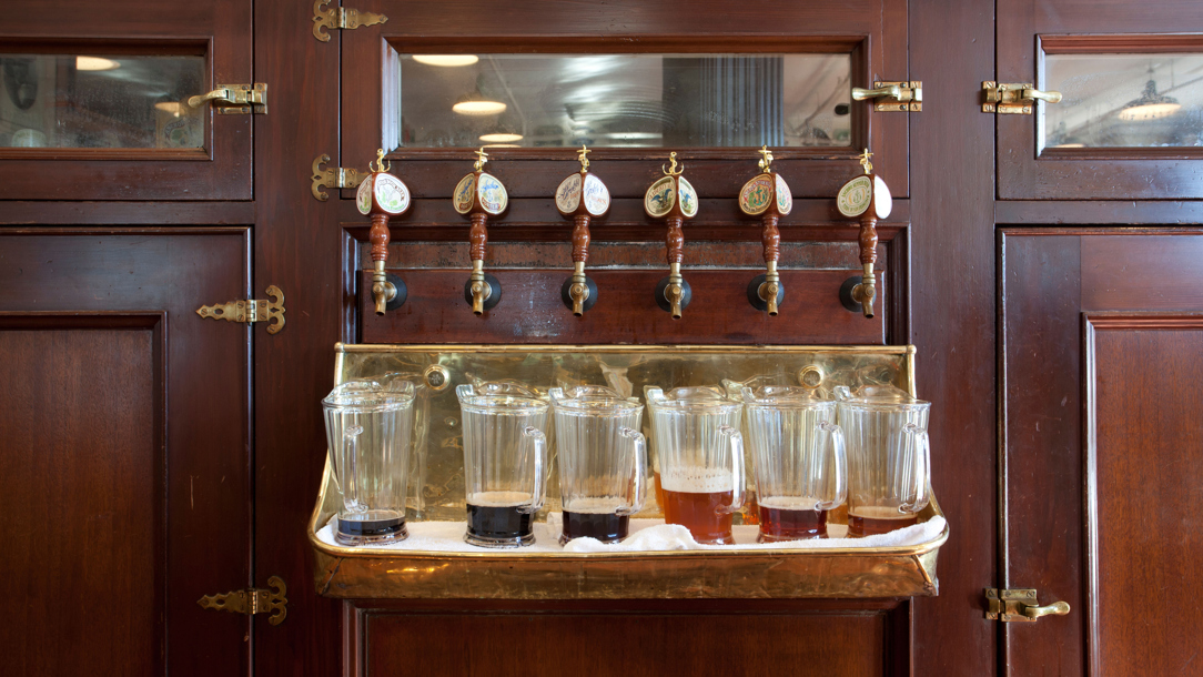 Beer on display at the Anchor Brewing Company.