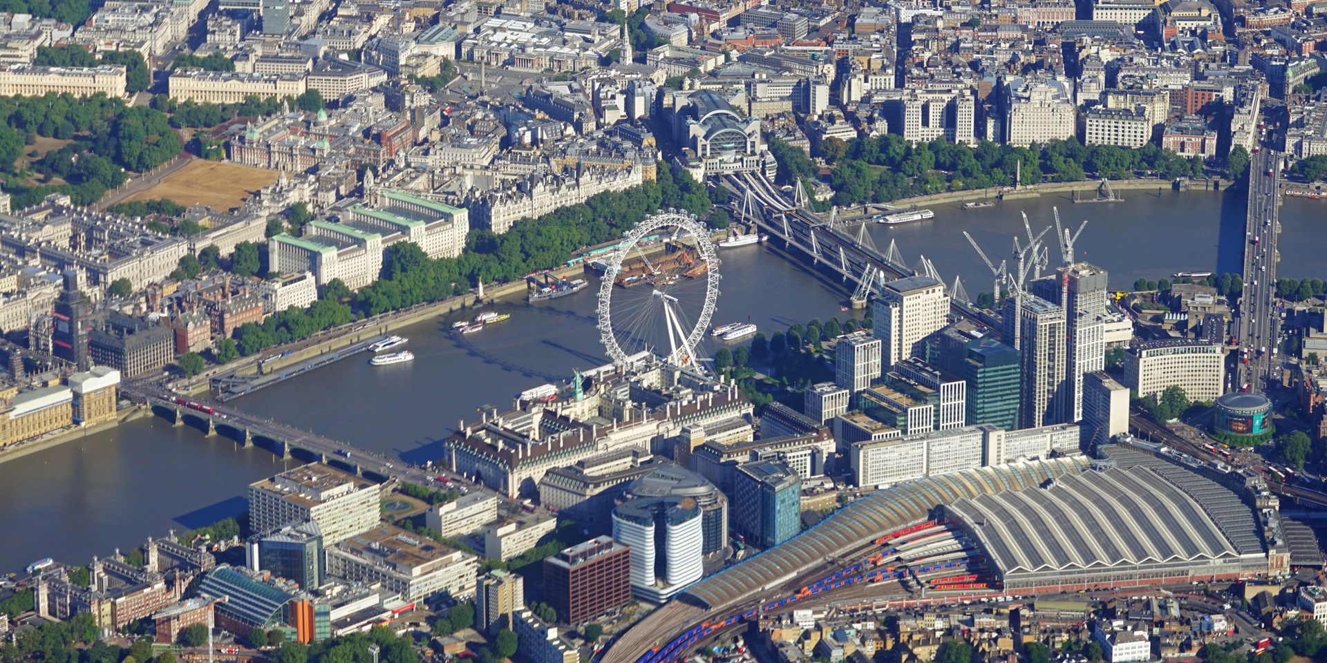 An aerial view of the South Bank in London.