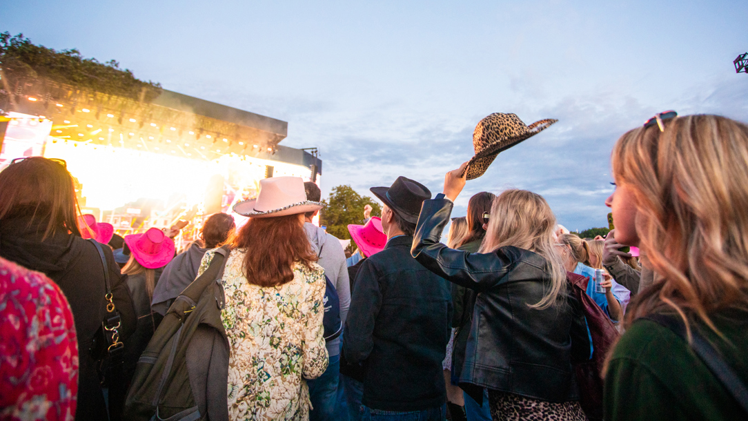 A crowd enjoying a performance at a music festival.