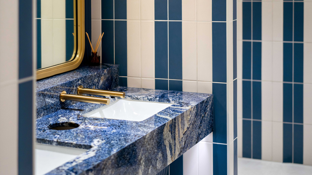 A detail of the washrooms of the British Airways lounge at Miami.