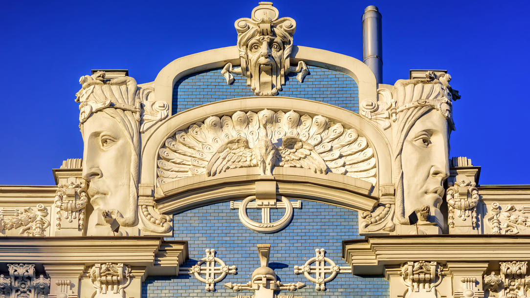 Art deco detail of a building in Riga.
