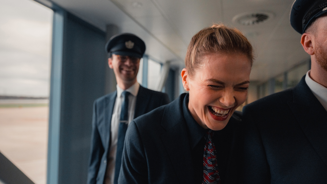 British Airways colleagues laughing.