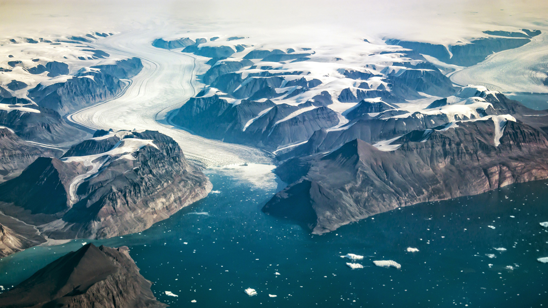 An aerial view of the West Coast of Greenland